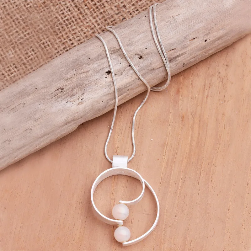 Pfirsichfarbene Zuchtperlenkette 925 Sterling Silber Süßwasserperlen Schmuck Handgefertigter Schmuck Boho Halskette Geschenk für Sie Valentinstagsgeschenk