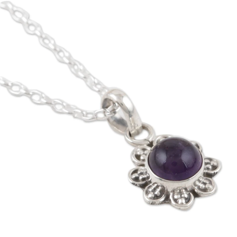 Handgefertigte Amethyst-Halskette 925 Sterling Silber Halskette Amethyst Edelstein-Halskette Statement-Halskette Amethyst Schmuck Geschenk für Frauen Geburtstagsgeschenk
