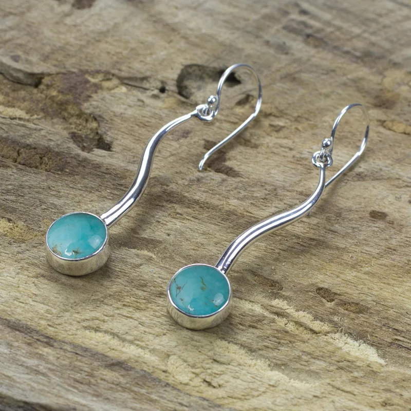 Türkis Drop Dangle Ohrringe Sterling Silber und handgemachte Edelstein Geschenke Idee für Brautjungfern Hochzeitsschmuck Geschenk für Sie