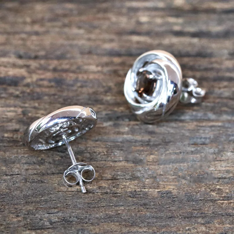 Sterling Silver Smoky Quartz Studs Earrings Trendy Gift For Her Women Minimalist Gemstone Jewelry Gift For Her