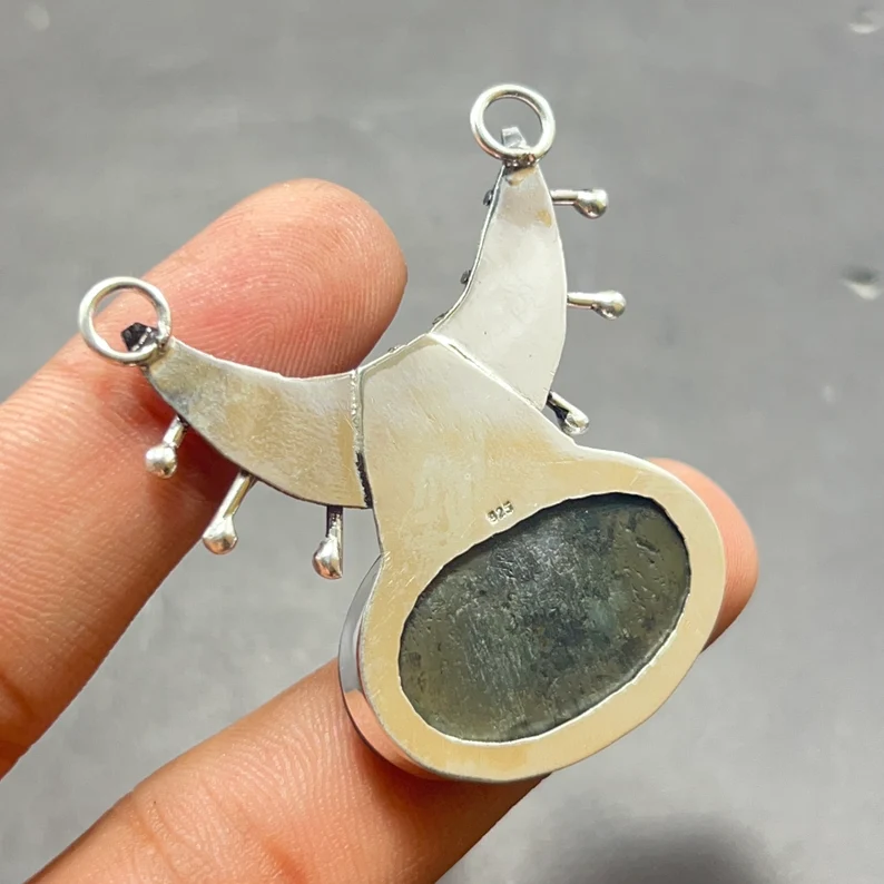 Seeohr Muschel Edelstein 925 Sterling Silber Anhänger Handgefertigte Halskette Seeohr Muschel Anhänger Geschenk für Sie Muschel Silber Anhänger Geschenk für Mama