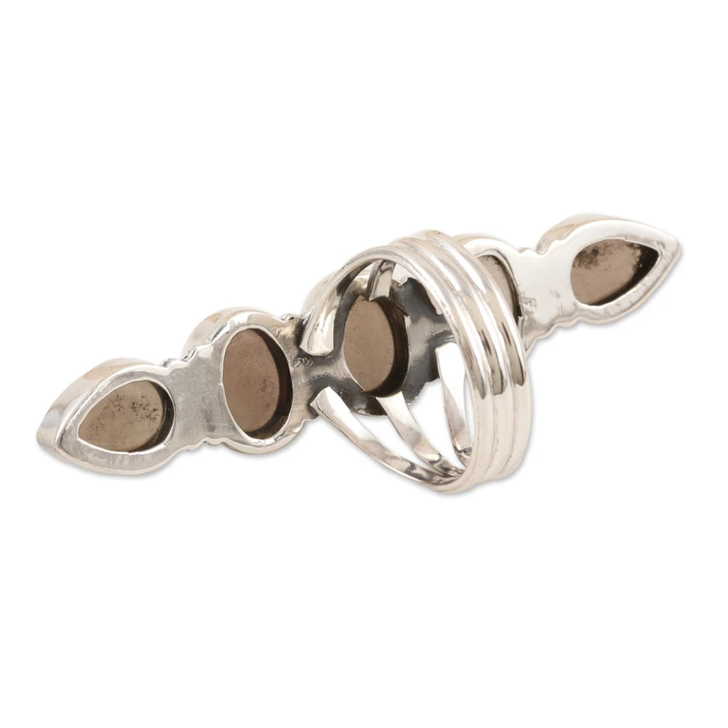 Rauchquarz- und Sterling-Silber-Cocktailring aus Indien 925 Sterling-Silber-Ring Handgefertigter Ring Statement-Ring Brauner Edelsteinring Verlobungsring Geschenk für Sie