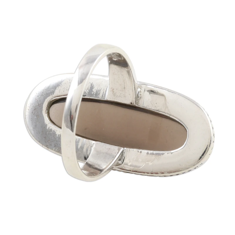 Bliss & Beauty Rauchquarz-Cocktailring 925 Sterling Silber Ring Handgefertigter Ring Statement Ring Brauner Edelsteinring Versprechensring Geschenk Für Sie