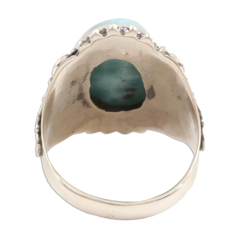 Echter Larimar Cocktailring 925 Sterling Silber Ring Zierlicher Ring Edelsteinring Damen Ring Geschenk Für Sie