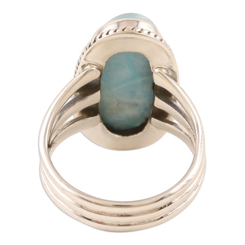 Handgefertigter Larimar Edelstein Boho Ring 925 Sterling Silber Geschenk Für Sie & Mama