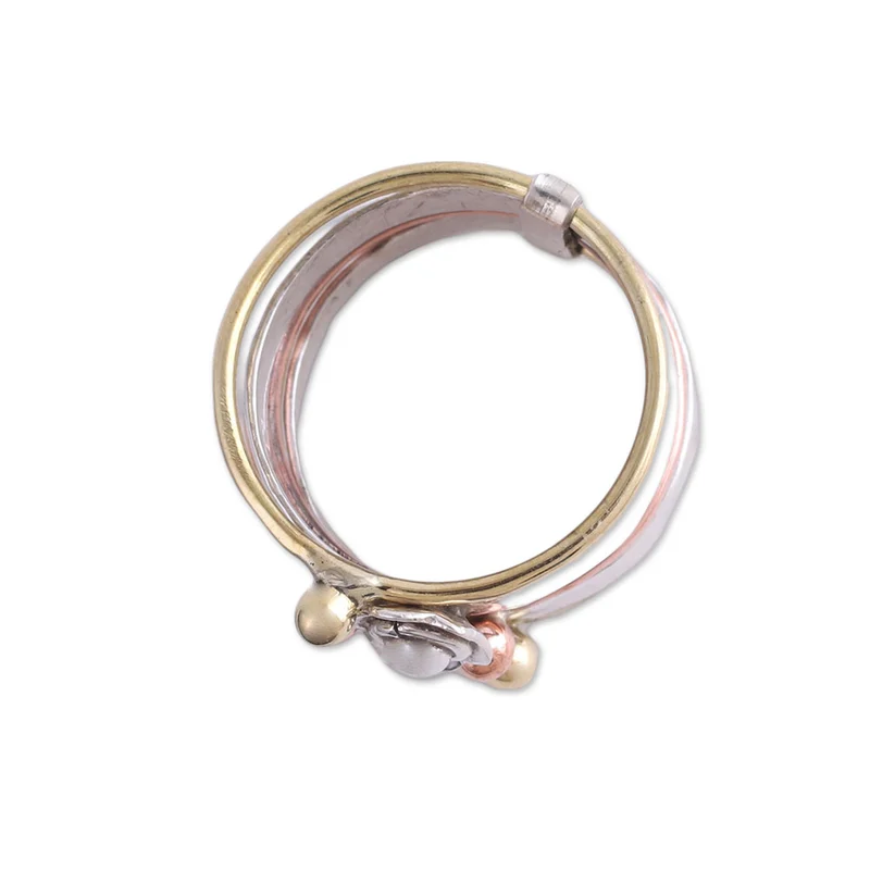 Blumen-Design Sterlingsilber Unisex Spinner Meditationsring Silberschmuck Handgemachter Böhmischer Zarter Ring Geschenk für Sie Geburtstagsgeschenk