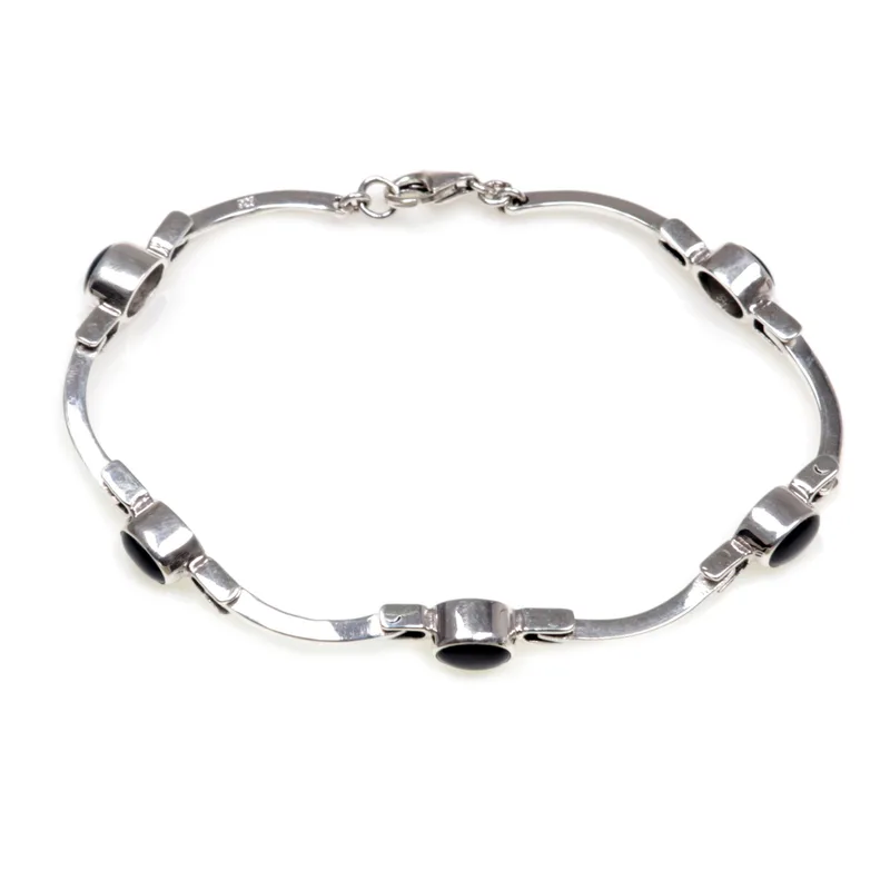 Schwarze Reissamen 925 Sterling Silber und schwarzer Onyx Twist Manschette Armband Böhmischer Schmuck Charm Schmuck Valentinstag Geschenk für Sie