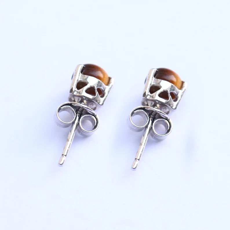 Natur Tigerauge Ohrstecker Tigerauge Schmuck Winzige Halbedelstein Ohrstecker Ohrringe Antiker Stil Ohrstecker Geschenk für Sie Zierliche Ohrstecker