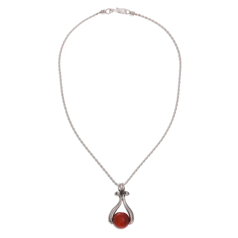 Runde Karneol-Anhänger Halskette 925 Sterling Silber Art-déco-Halskette Geschenk für sie und Mama