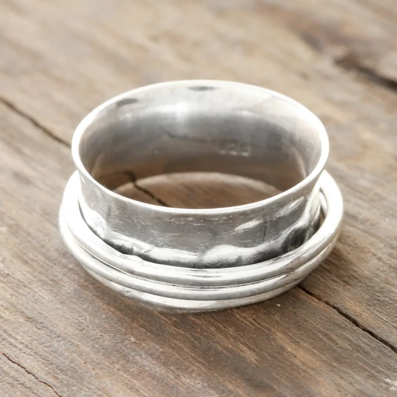 Sterlingsilber Spinner Ring Handgefertigt in Indien Silber Schmuck Bohemian Zarter Ring Geschenk für Sie