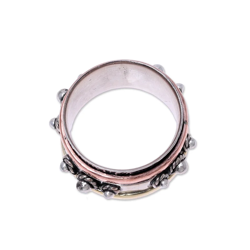 Handgefertigter Sterling Silber Spinner Ring Handgemachter Ring Silberschmuck Böhmischer Zarter Ring Geschenk für Sie