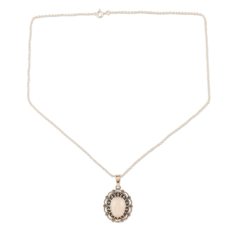 Heaven Garden Regenbogenmondstein und Sterling Silber Natur Feuer Regenbogen Mondstein Geschenk für Sie Geburtstagsgeschenk