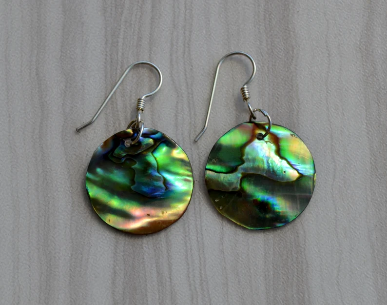Natürliche Abalone Muschel Ohrringe 925 Sterling Silber Hängeohrringe Schmuck für Damen Insel Schmuck Strand Schmuck Geschenk für Sie