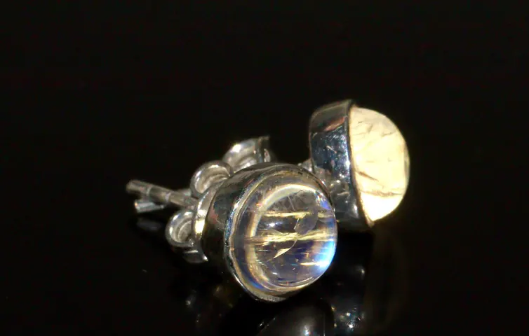 White Rainbow Moonstone 925 Sterling Silver Round Shape Stud Earring