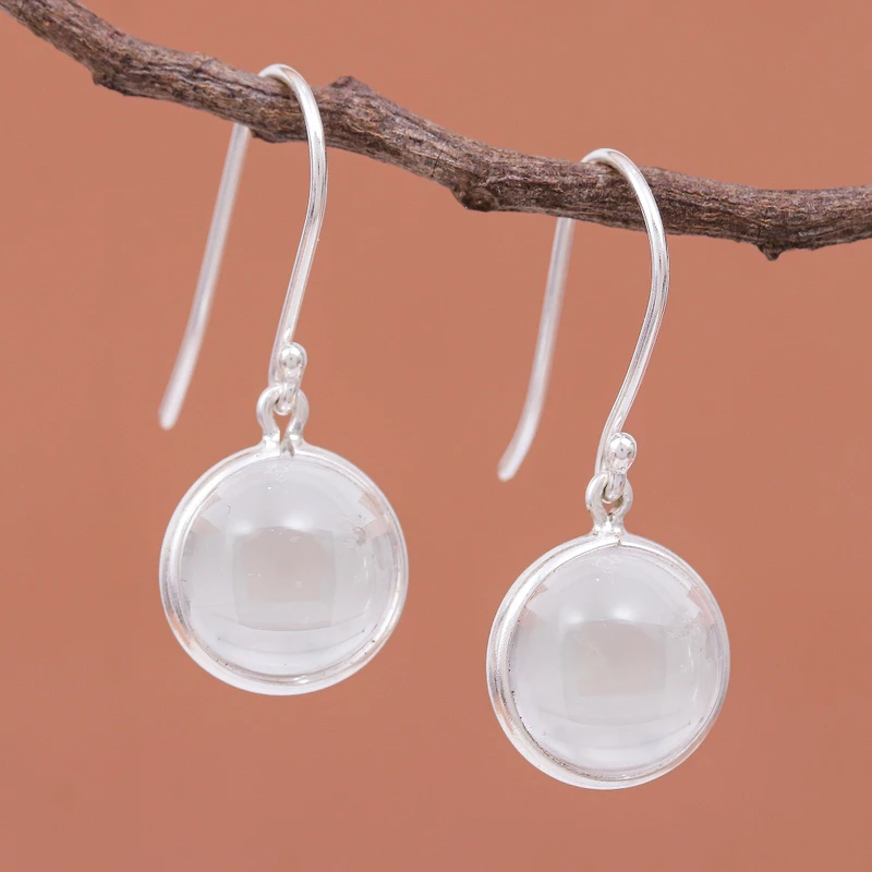 925 Sterling Silber Ohrhänger mit klaren Quarz Edelstein Ohrringen Handgemachte Zierliche Ohrringe Geschenk für Sie