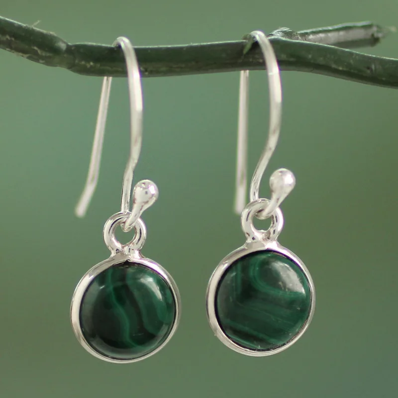 925 Sterling Silver and Malachite Dangle Earrings Handmade Women Minimalist Earrings Gifts Idea Jewelry Gift For Her