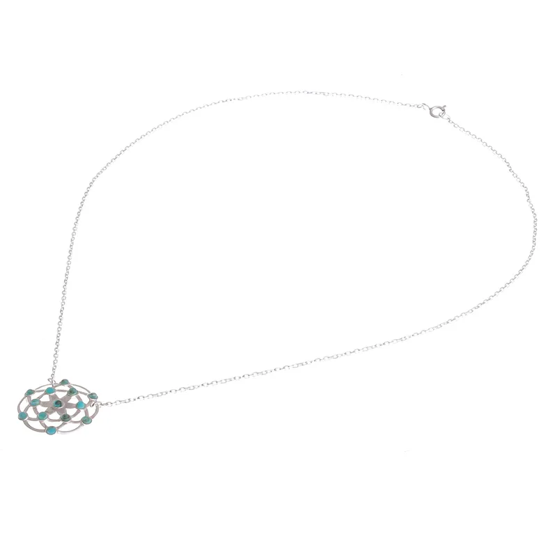 Blühender Stern in Türkis 925 Sterling Silber Anhänger Halskette Zarte Halskette Perfektes Muttertagsgeschenk Böhmischer Schmuck Geschenk für Sie