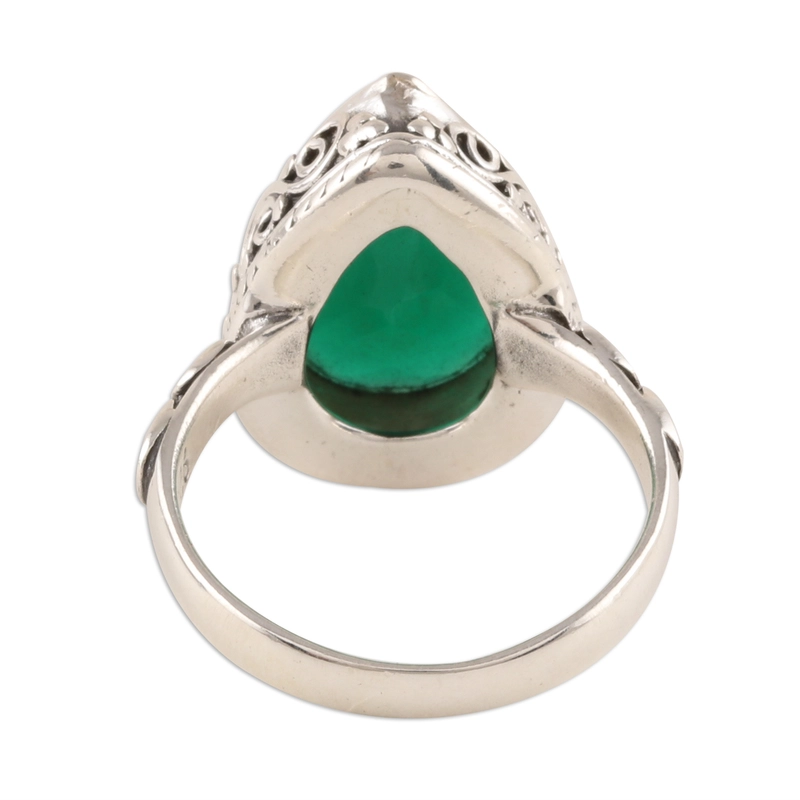 Glitzernder grüner Onyx Cocktailring Handgefertigt 925 Sterling Silber Geschenk für Sie