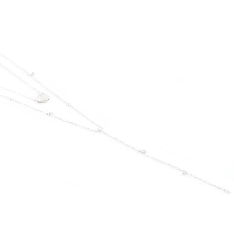 Regenbogen-Mondstein und Zirkonia Y-Halskette 925 Sterling Silber Handgemachter böhmischer Schmuck Jubiläumsgeschenk für sie & Mama