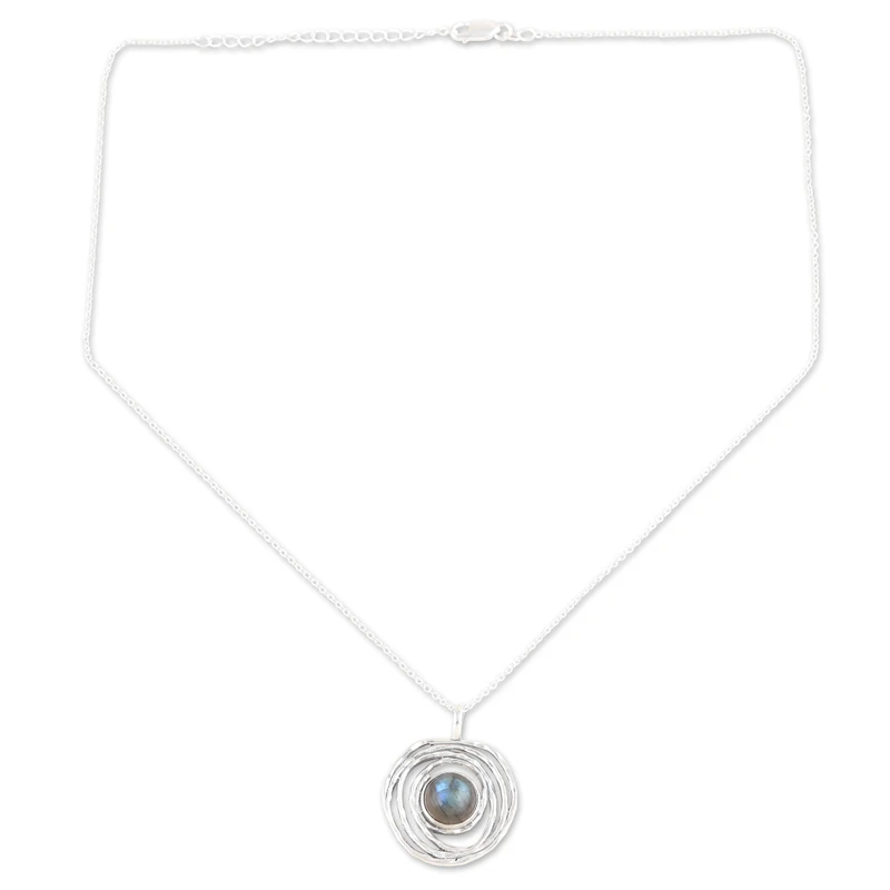 Modern Shield Labradorite Pendant Necklace 925 Sterling Silver Jewelry Dainty Labradorite Jewelry Gift For Her & Wife