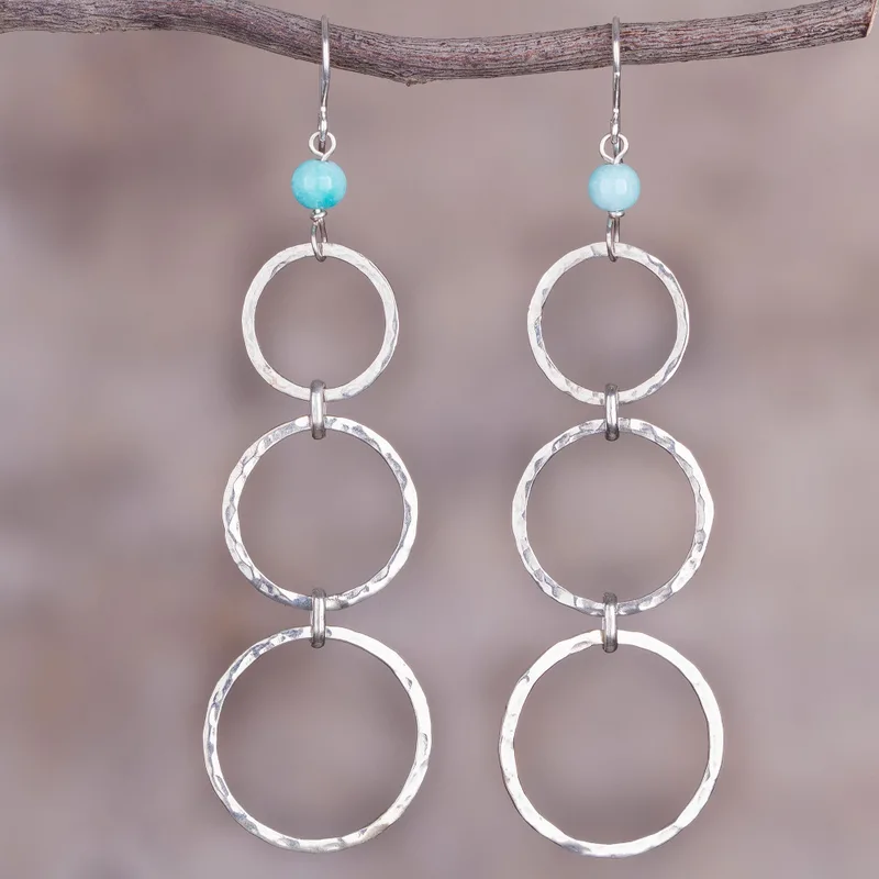 Amazonit Perlen und Sterling Silber Ohrhänger Damen Schmuck Boho Ohrringe Handgemachte Edelstein Ohrringe Hochzeitsschmuck Geschenk für Sie