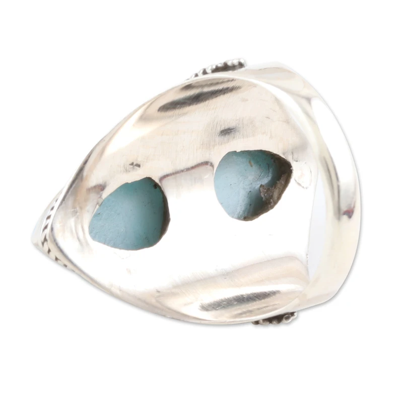 Handgefertigter Larimar und Sterling Silber Cocktailring Zarter Ring Edelsteinring Damenring Geschenk für Sie