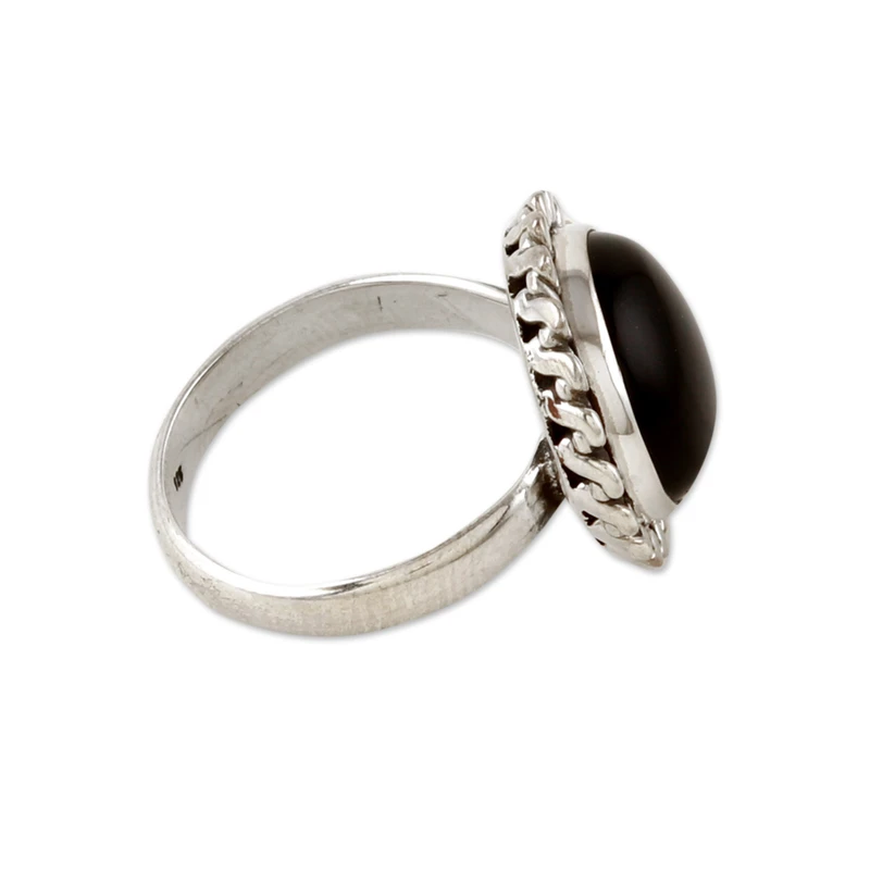 925 Silber Cocktailring mit schwarzem Onyx-Stein Sterling Silber Statement Ring Handgemachter Ring Damen Silberring Geschenk für Sie