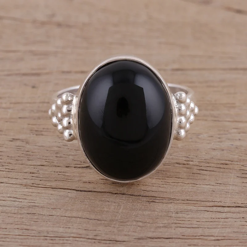 Handgefertigter Cocktailring aus 925er Sterlingsilber mit Onyx, Statement-Ring, handgefertigter Ring, Damenring aus Silber, Geschenk für sie und Mama