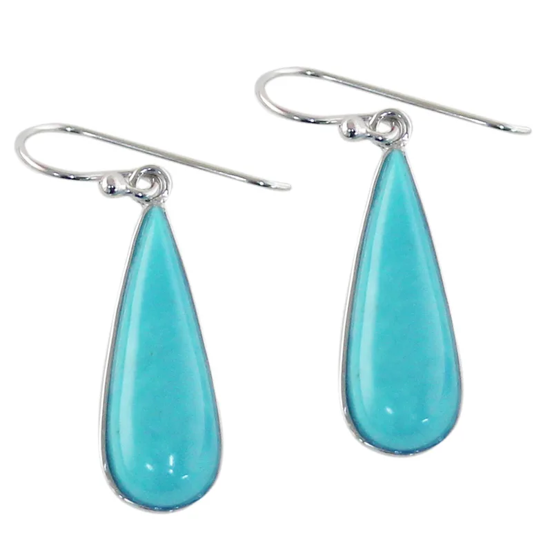 Ohrhänger aus Sterlingsilber und echtem Türkis, 925er Massivsilber, handgefertigt, böhmischer Edelsteinschmuck, Geschenk für sie und Mama