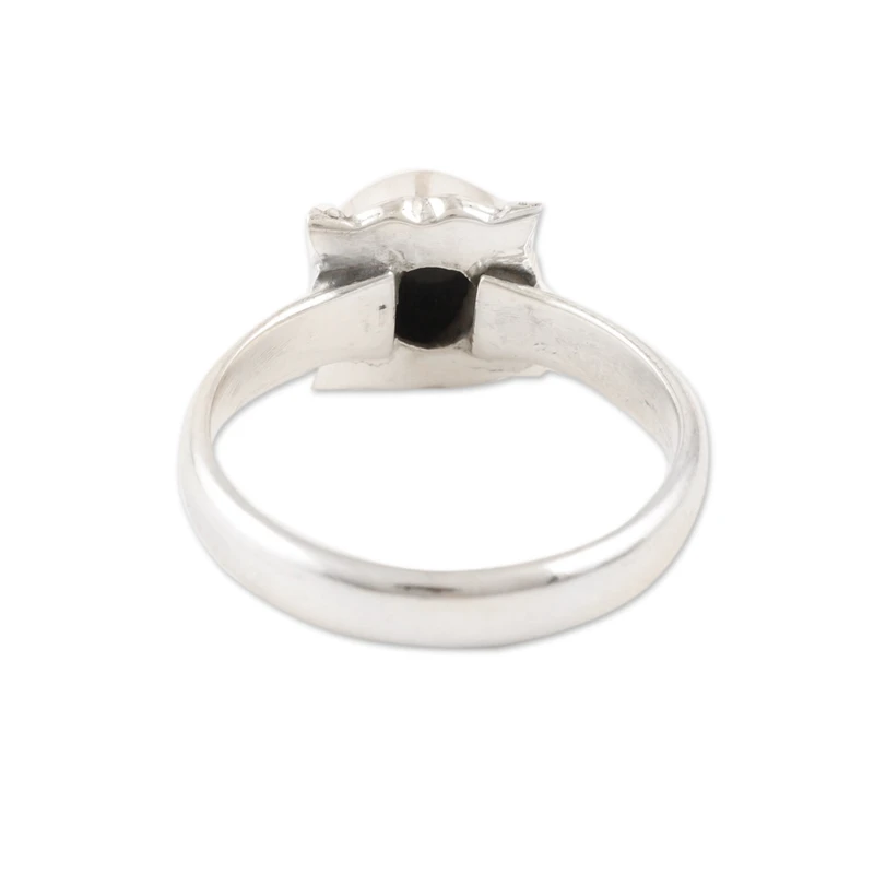 Sterlingsilber Black Onyx Cabochon Einzelstein Ring 925 Sterlingsilber Statement Ring Handgefertigter Ring Damen Silberring Geschenk für Sie