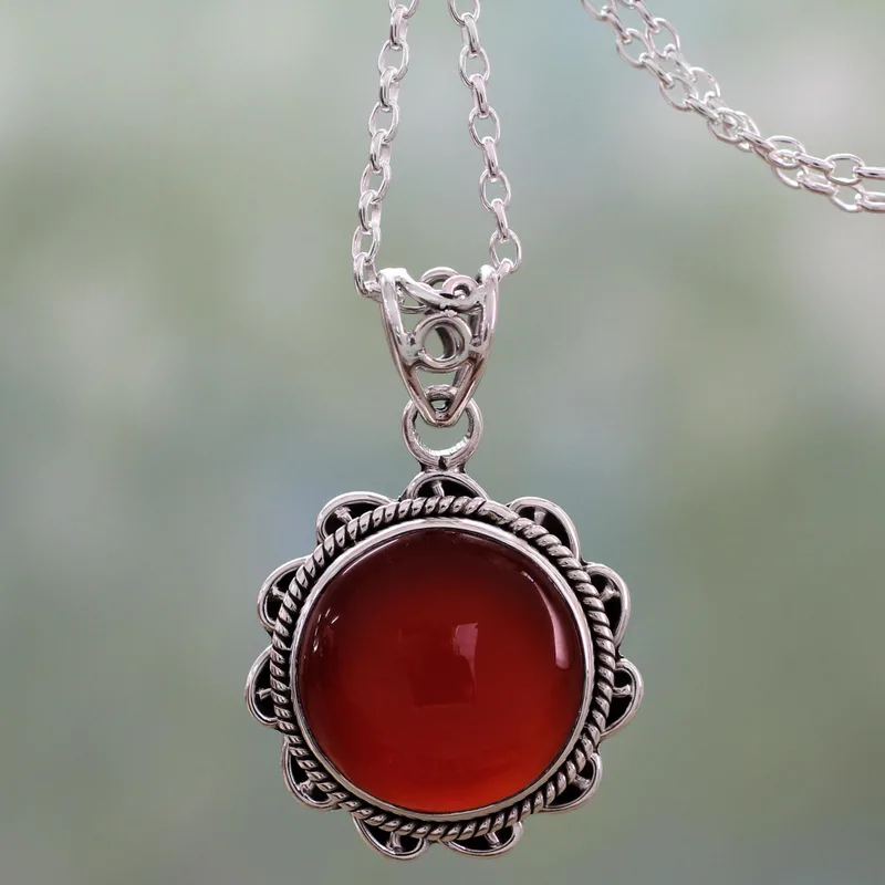 Handgefertigte 925 Sterling Silber Karneol Wasserfall Halskette Handgemachte Halskette Art-Déco-Halskette Geschenk für sie