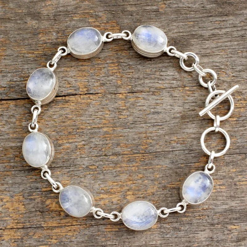Mysteries Regenbogen Mondstein Gliederarmband 925 Sterling Silber Geburtstagsgeschenk Für Mädchen Charmianter Schmuck Valentinstagsgeschenk Für Sie Boho Schmuck