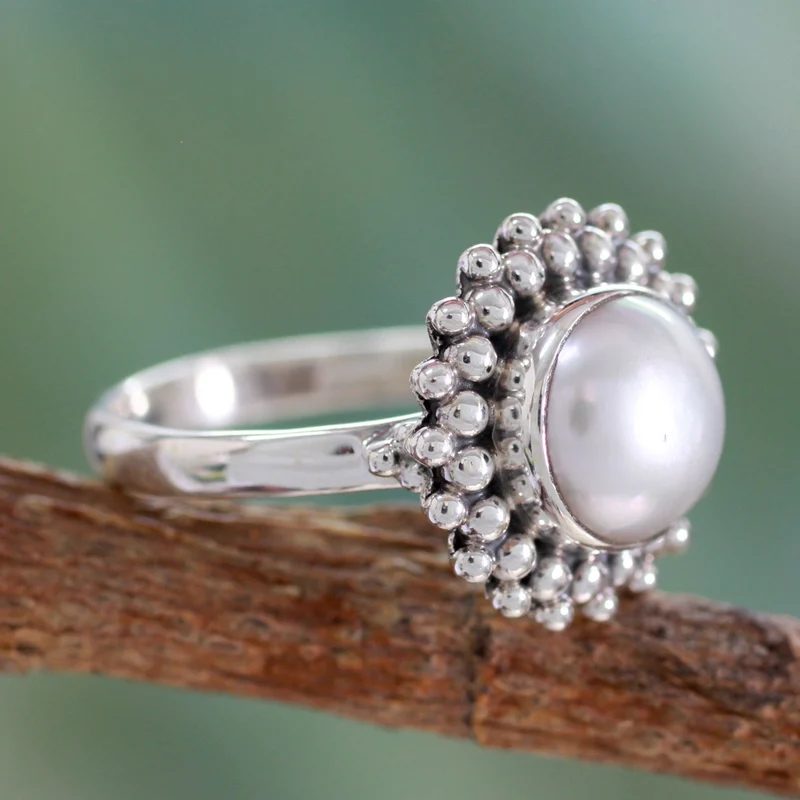 925 Silberring, handgefertigt, Zuchtperlenring, Statement-Ring, handgemachter Ring, Geschenk für sie, Boho-Ring, zarter Ring, Geschenk für sie und Schwester