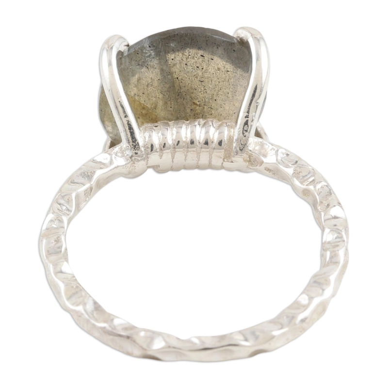 Round Labradorite Ring 925 Handmade Designer 925 Sterling Silver Gift For Her & Mom