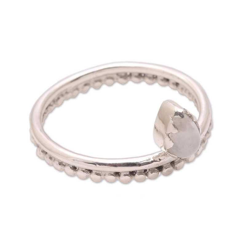 Handgemaakte Dot Maansteen Ring Handgemaakt 925 Sterling Zilver Cadeau Voor Haar & Mama