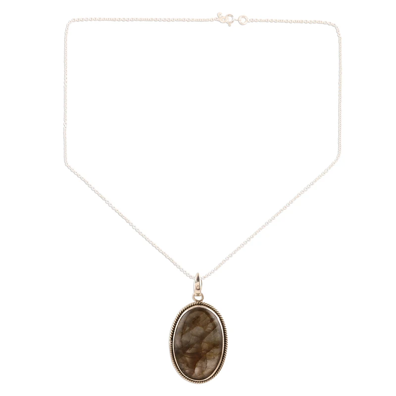 Unieke Paarse Labradoriet Hanger Ketting 925 Sterling Zilveren Sieraden Fijne Labradoriet Sieraden Cadeau Voor Haar