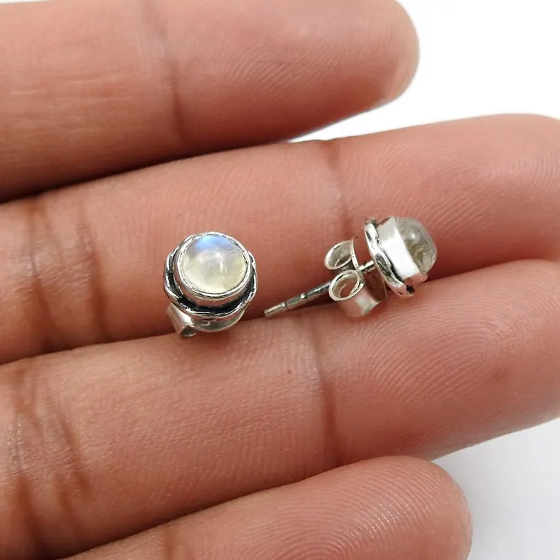 Natürliche Mondstein Ohrstecker Ohrringe für Frauen 925 Sterling Silber Feiner Schmuck Hochzeitstag Geschenke