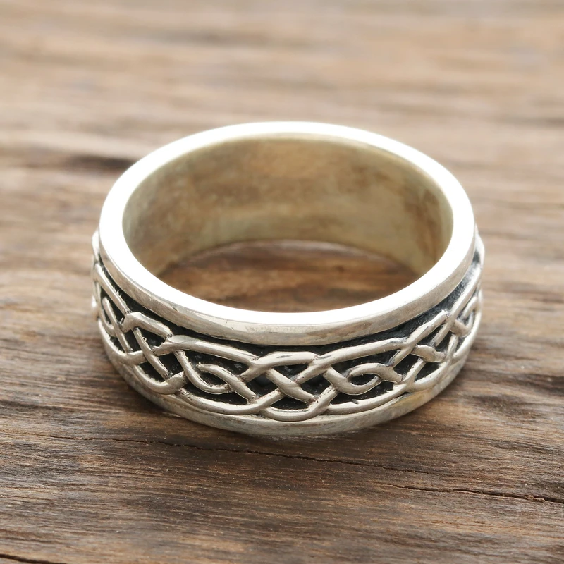 Keltisches Muster Sterlingsilber Spinner Ring aus Indien Handgemachter Ring Silberschmuck Böhmischer Zarter Ring Geschenk für Sie Geschenkartikel