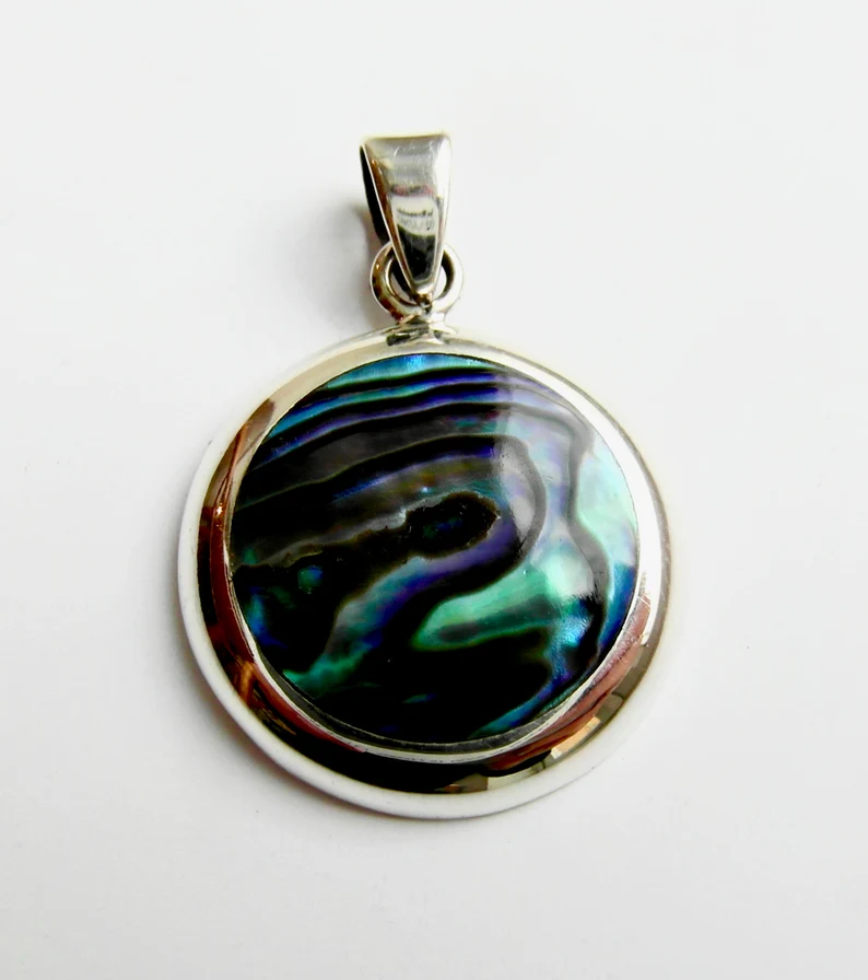 925 Sterling Silber Abalone Muschel Anhänger Halskette Muschelschmuck Strand Sommerschmuck für Frauen Buntes Muschelgeschenk für Sie