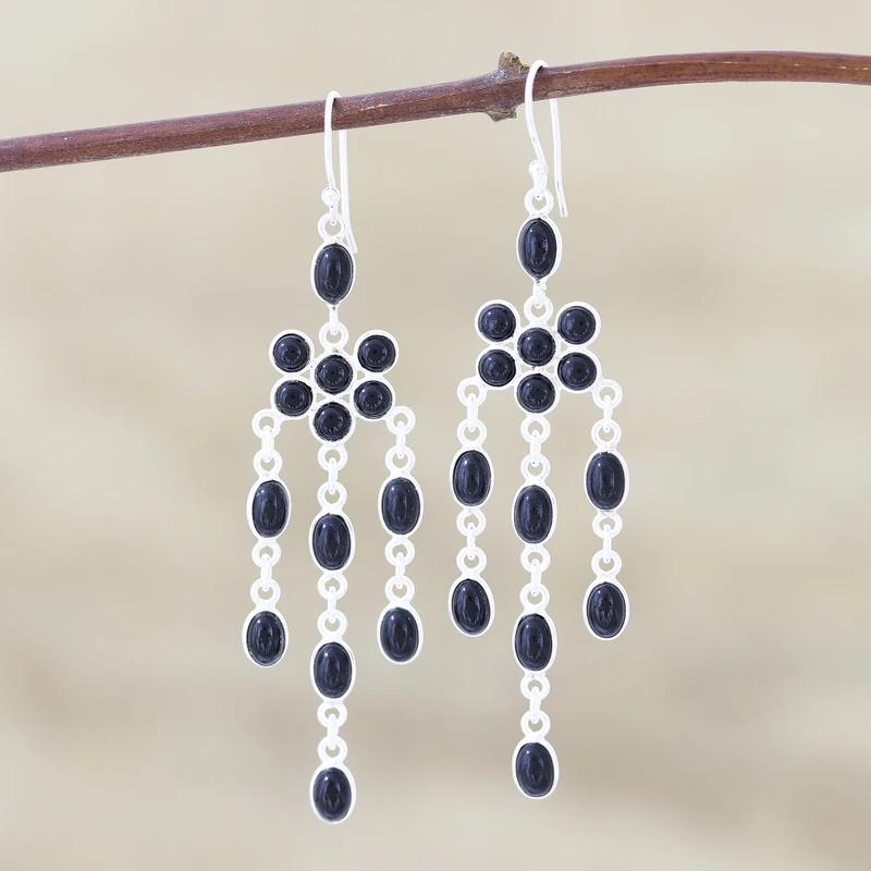 Onyx und 925er Sterlingsilber Ohrhänger Damen Handgemachte Ohrringe Geschenke Für Mama & Sie Böhmischer Schmuck