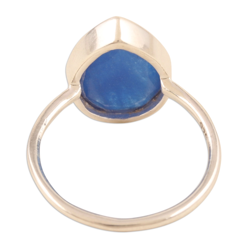 Blauer Onyx und Sterling Silber Ring handgefertigt Design Geschenk für Sie