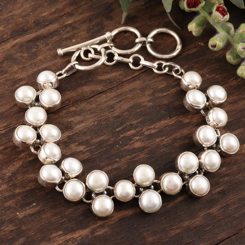 Many Moons Handgemaakte Indiase Sterling Zilveren Parel Armband Boheemse Sieraden Charmant Sieraad Cadeau Voor Haar