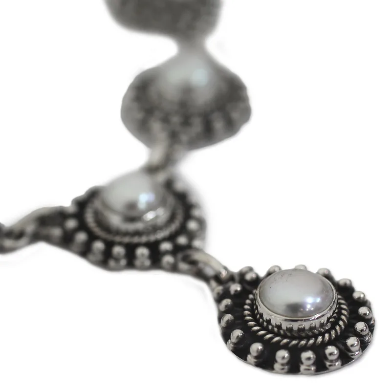 Schöne runde Perlenkette 925 Sterling Silber Süßwasserperlen Schmuck Handgemachter Schmuck Boho Halskette Geschenk Für Sie Valentinstagsgeschenk
