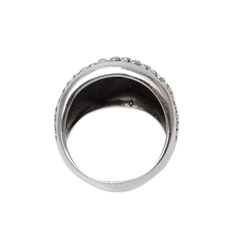 Gemusterter gewölbter Ring aus Sterlingsilber, handgefertigt aus 925er Sterlingsilber, Geschenk für Sie & Mama