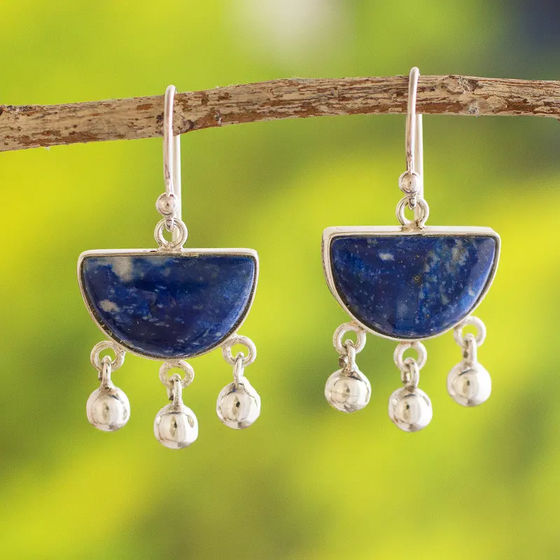 Ohrringe aus Sterlingsilber mit Lapislazuli, Designer-Ohrringe für Frauen, handgefertigte Silberohrringe, Schmuckgeschenke, Geschenk für Sie