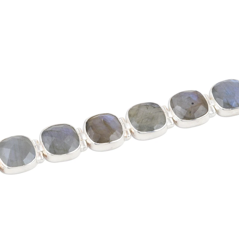 Vierkante gefacetteerde labradorietarmband gezet in 925 sterling zilver verjaardagscadeau voor haar charmante sieraden Valentijnsdagcadeau voor haar