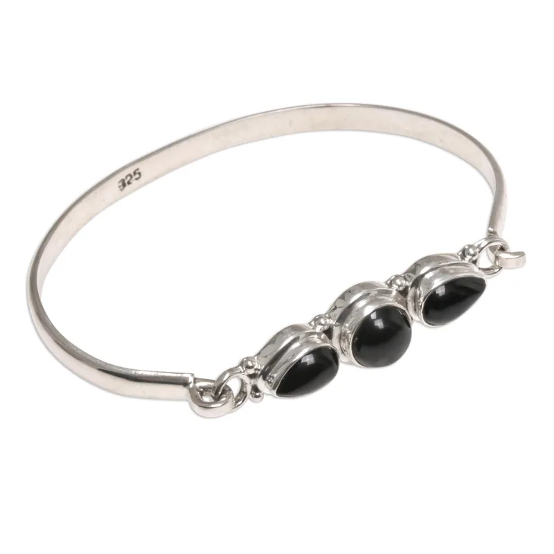 Armband "Vision of Loveliness" mit schwarzen Onyx-Edelsteinen, 925er Sterling Silber, böhmischer Schmuck, bezaubernder Schmuck, Valentinstagsgeschenk für sie & Mama