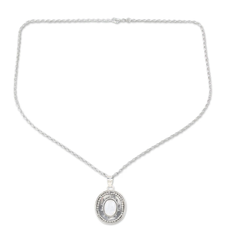 Klassische Harmonie Regenbogen Mondstein & Sterling Silber Anhänger Halskette Natürlicher Feuer Regenbogen Mondstein Geschenk Für Sie