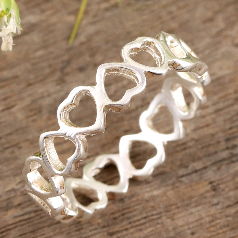 Herzband Handgemachter 925er Sterlingsilber Ring Geschenk für Sie