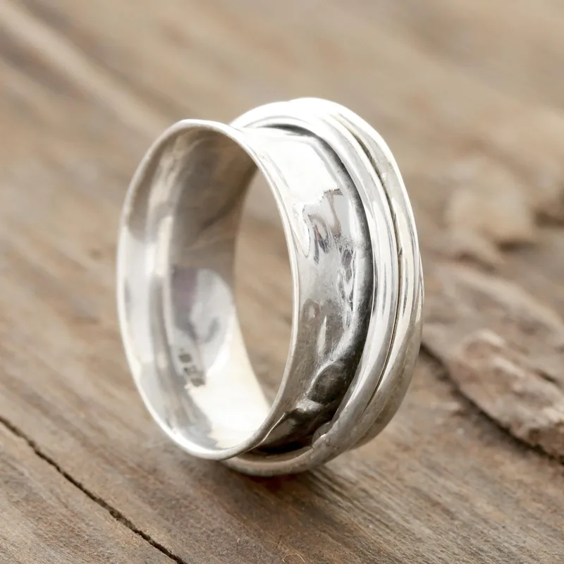 Sterlingsilber Spinner Ring Handgefertigt in Indien Silber Schmuck Bohemian Zarter Ring Geschenk für Sie